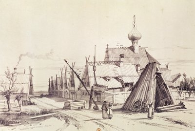 Village on route to Moscow, illustration from 
